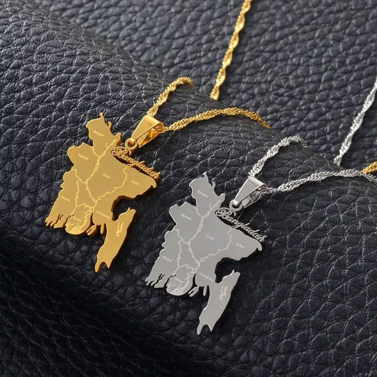 Bangladesh necklace - shop all country map necklaces