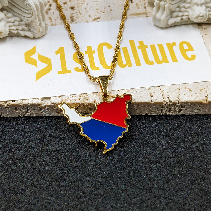 18k Gold Plated Saint Martin Map Necklace, St Martin Necklace, Saint Martin Flag, Saint Martin Pendant, Saint Martin Gift, St Martin Earring