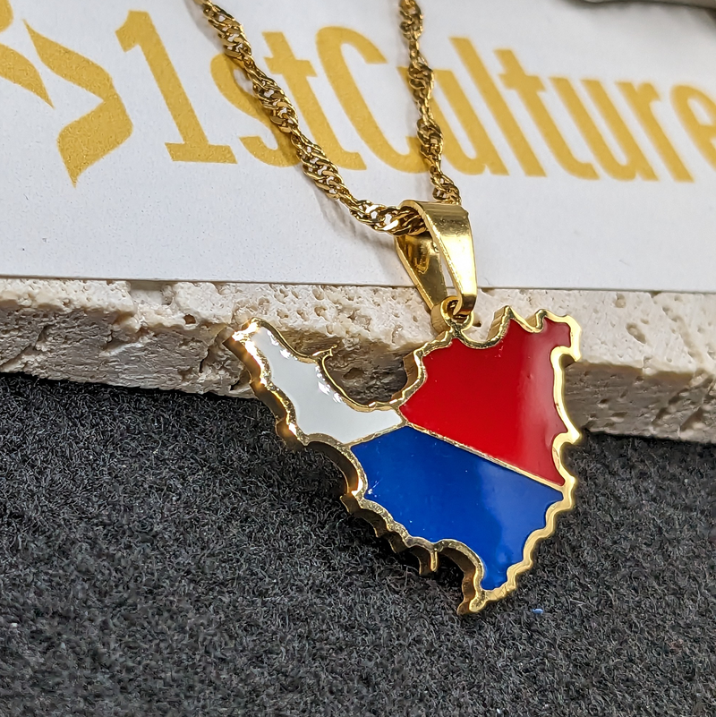 18k Gold Plated Saint Martin Map Necklace, St Martin Necklace, Saint Martin Flag, Saint Martin Pendant, Saint Martin Gift, St Martin Earring