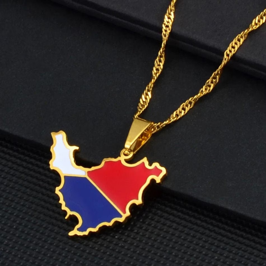 18k Gold Plated Saint Martin Map Necklace, St Martin Necklace, Saint Martin Flag, Saint Martin Pendant, Saint Martin Gift, St Martin Earring