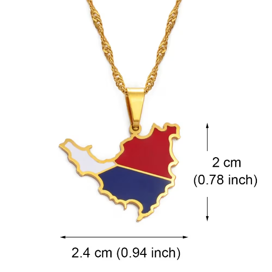 18k Gold Plated Saint Martin Map Necklace, St Martin Necklace, Saint Martin Flag, Saint Martin Pendant, Saint Martin Gift, St Martin Earring