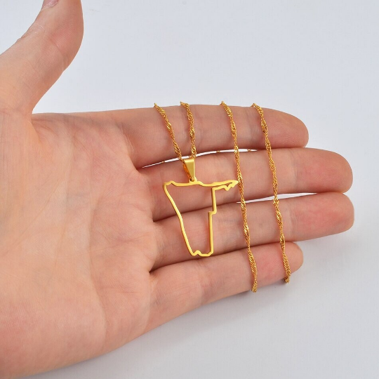 18k Gold Plated Namibia Map Necklace, Namibia Necklace, Namibia Flag, Namibia Jewelry, Namibia Pendant, Namibia Gifts, Namibia Earrings