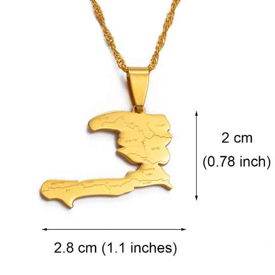 18K Gold Plated Haiti Map Necklace, Haiti Necklace, Haiti Necklaces, Haiti Pendant, Haiti Jewelry, Haiti Charm, Haiti Pendent, Haiti Bracelet