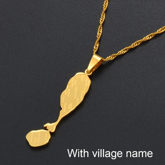 18K Gold Plated Saint Kitts And Nevis Necklace, St Kitts And Nevis Earrings, Saint Kitts And Nevis Gifts, Saint Kitts And Nevis Jewelry