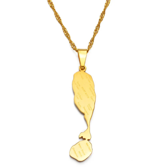 18K Gold Plated Saint Kitts And Nevis Necklace, St Kitts And Nevis Earrings, Saint Kitts And Nevis Gifts, Saint Kitts And Nevis Jewelry