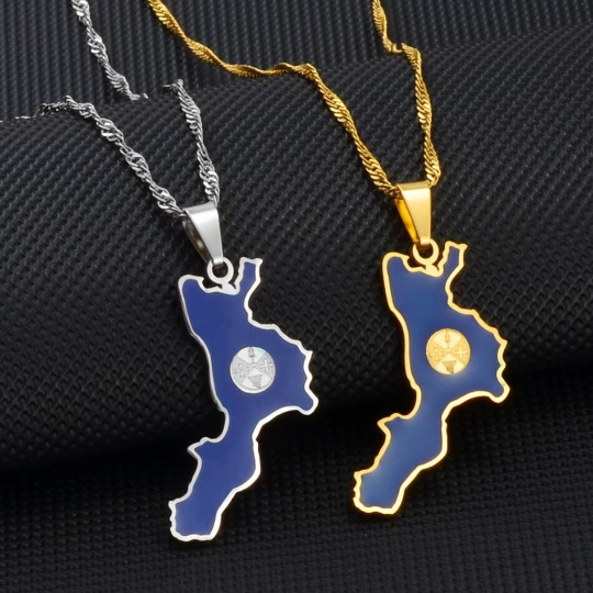 18K Gold Plated Calabria Italy Map Necklace, Calabria Italy Necklace, Calabria Italy Pendant, Calabria Italy Gifts, Calabria Italy Earrings