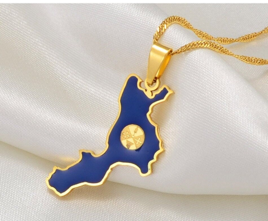 18K Gold Plated Calabria Italy Map Necklace, Calabria Italy Necklace, Calabria Italy Pendant, Calabria Italy Gifts, Calabria Italy Earrings