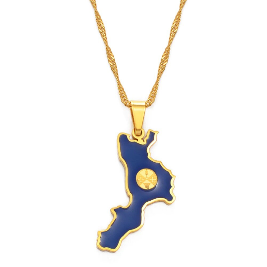 18K Gold Plated Calabria Italy Map Necklace, Calabria Italy Necklace, Calabria Italy Pendant, Calabria Italy Gifts, Calabria Italy Earrings
