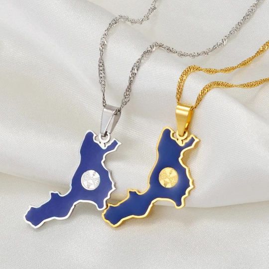 18K Gold Plated Calabria Italy Map Necklace, Calabria Italy Necklace, Calabria Italy Pendant, Calabria Italy Gifts, Calabria Italy Earrings