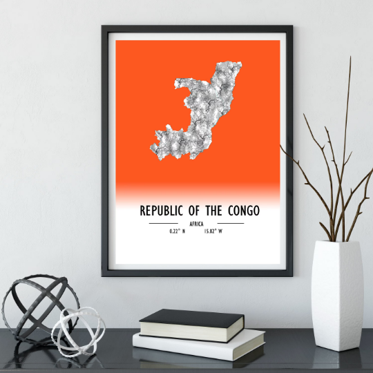 Map Poster Republic of the Congo / Republic of the Congo Map Print / Republic of the Congo Map Wall Art / Republic of the Congo Décor