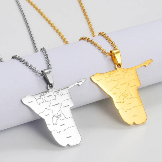 18K Gold Plated Namibia Map Necklace, Namibia Necklace, Namibia Flag, Namibia Jewelry, Namibia Pendant, Namibia Gifts, Namibia Earrings