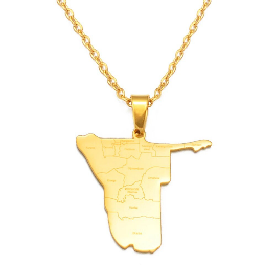 18K Gold Plated Namibia Map Necklace, Namibia Necklace, Namibia Flag, Namibia Jewelry, Namibia Pendant, Namibia Gifts, Namibia Earrings