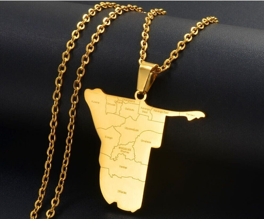 18K Gold Plated Namibia Map Necklace, Namibia Necklace, Namibia Flag, Namibia Jewelry, Namibia Pendant, Namibia Gifts, Namibia Earrings