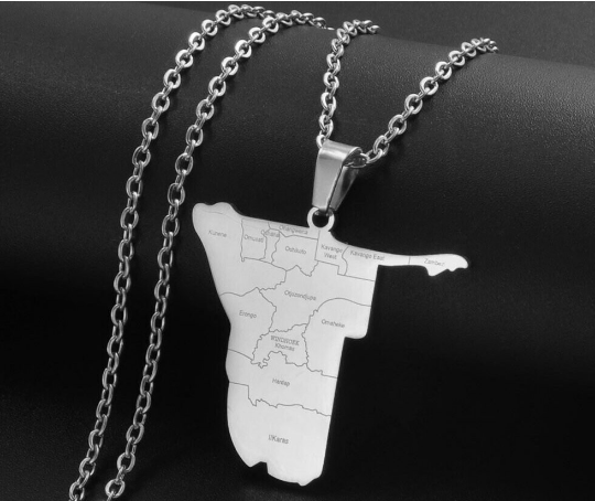 18K Gold Plated Namibia Map Necklace, Namibia Necklace, Namibia Flag, Namibia Jewelry, Namibia Pendant, Namibia Gifts, Namibia Earrings