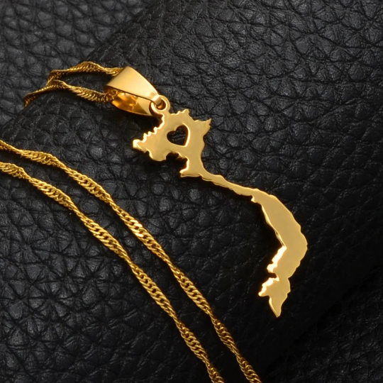 18k Gold Plated Vietnam Necklace, Vietnam Jewelry, Vietnam Necklace, Vietnam Jewelry, Vietnam Earrings, Vietnam Gift, Vietnam