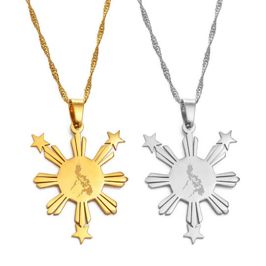 18k Gold Plated Philippines Necklace / Philippines Jewelry / Philippines Necklace / Philippines Earrings / Philippines Gift