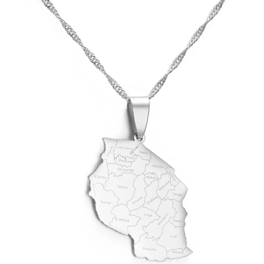 Tanzania 18K Gold Plated Necklace / Tanzania Jewelry / Tanzania Pendant / Tanzania Gift / Tanzania Map Necklace/ Tanzania Flag Necklace