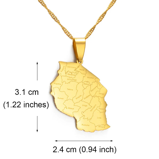 Tanzania 18K Gold Plated Necklace / Tanzania Jewelry / Tanzania Pendant / Tanzania Gift / Tanzania Map Necklace/ Tanzania Flag Necklace