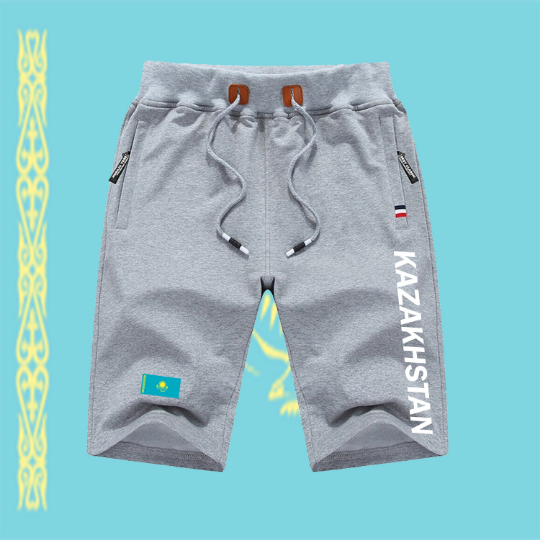 Kazakhstan Shorts / Kazakhstan Pants / Kazakhstan Shorts Flag / Kazakhstan Jersey / Grey Shorts / Black Shorts / Kazakhstan Poster