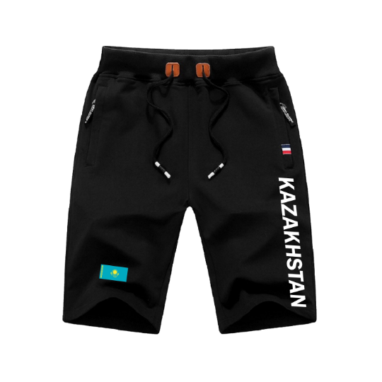 Kazakhstan Shorts / Kazakhstan Pants / Kazakhstan Shorts Flag / Kazakhstan Jersey / Grey Shorts / Black Shorts / Kazakhstan Poster