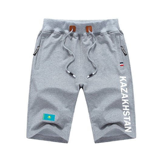Kazakhstan Shorts / Kazakhstan Pants / Kazakhstan Shorts Flag / Kazakhstan Jersey / Grey Shorts / Black Shorts / Kazakhstan Poster