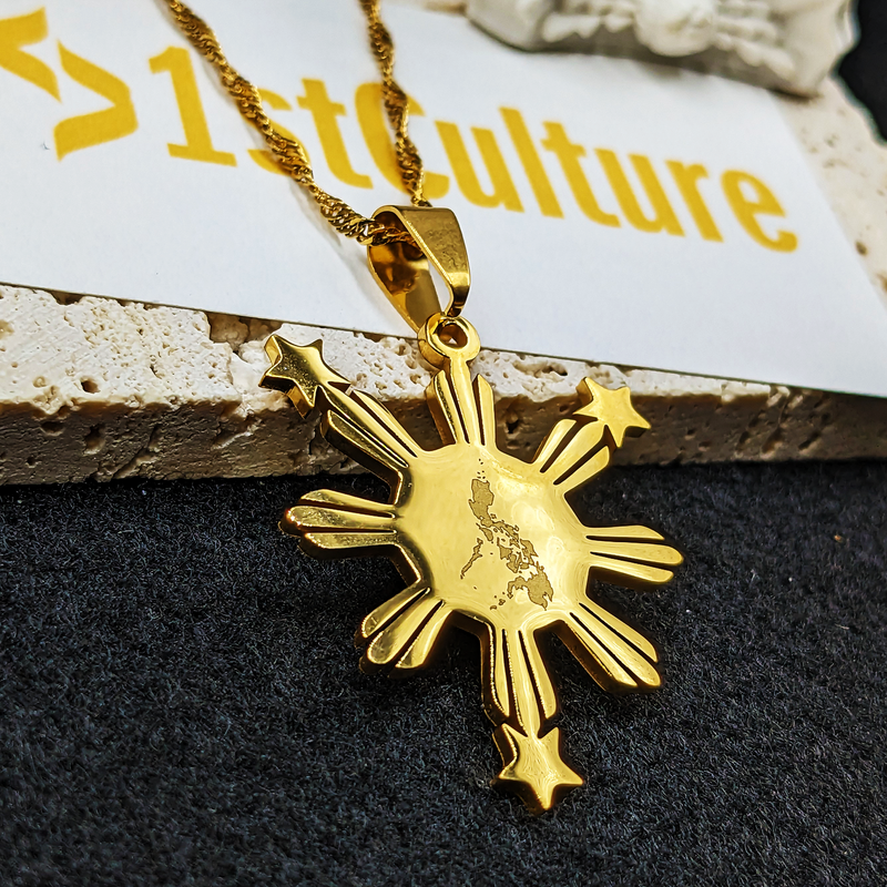 18k Gold Plated Philippines Necklace / Philippines Jewelry / Philippines Necklace / Philippines Earrings / Philippines Gift