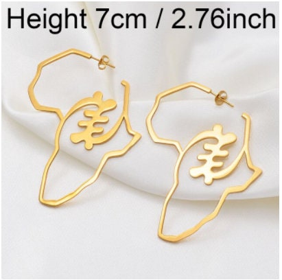 18K Gold Plated Earrings Africa Map Large Hoop Earrings - Africa Earrings Women - Africa Continent Earrings - Africa Shaped Earrings