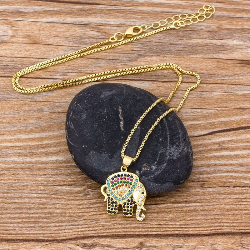 Elephant Necklace, Mothers Day Elephant Necklace, Gold Plated Elephant Minimalist Necklace, Blue Elephant Necklace, Elephant Gifts, Jewelry