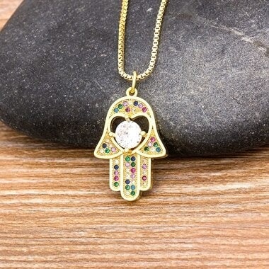 Hamsa Necklace, Hamsa Necklace Gold, Hamsa Evil Eye Necklace, Gold Plated Necklace Hamsa, Hamsa Hand Necklace, Small Hamsa Hand Of Fatima