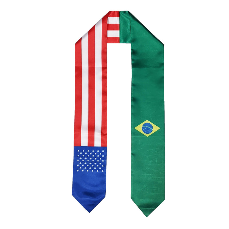 Brazilian American Graduation Stole, Brazil America Graduation Sash, Brazilian Flag Graduation Stole
