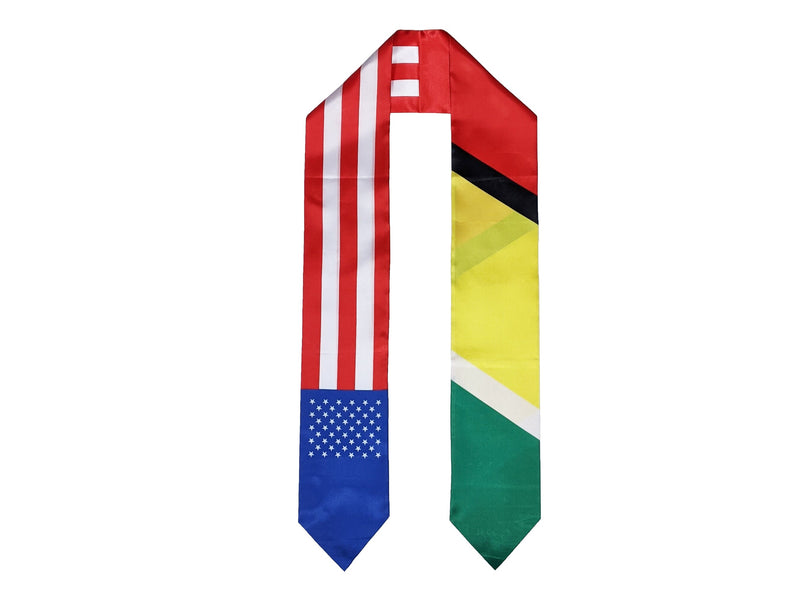 Guyanese American Graduation Stole, Guyana America Graduation Sash, Guyanese Flag Graduation Stole