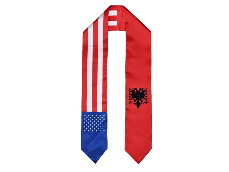 Albanian American Graduation Stole, Albania America Graduation Sash, Albanian Flag Graduation Stole, Albania Graduation Sash