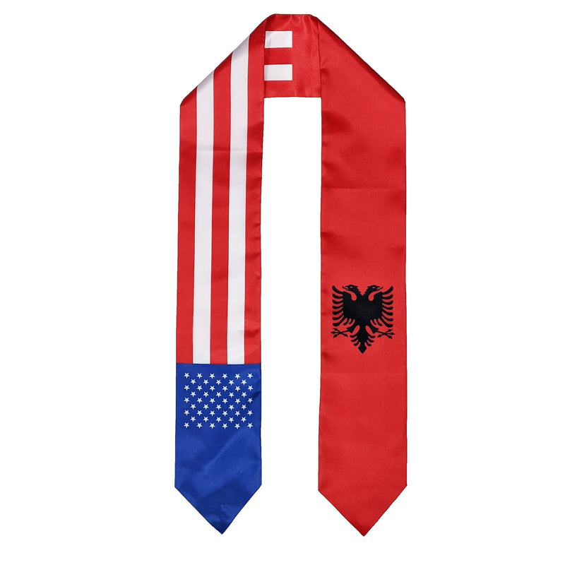 Albanian American Graduation Stole, Albania America Graduation Sash, Albanian Flag Graduation Stole, Albania Graduation Sash