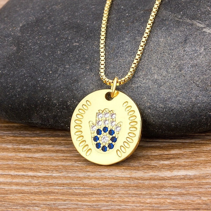 Hamsa Necklace, Hamsa Necklace Gold, Hamsa Evil Eye Necklace, Gold Plated Necklace Hamsa, Hamsa Hand Necklace, Small Hamsa Hand Of Fatima
