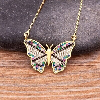 Blue Butterfly Necklace, Butterfly Necklace Gold Plated, Butterfly Earrings, Butterfly Anklet, Butterfly Pendant, Butterfly Jewelry