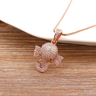 Elephant Necklace, Gold Plated Elephant Minimalist Necklace, Blue Elephant Necklace, Elephant Gifts, Jewelry, Mothers Day Elephant Necklace