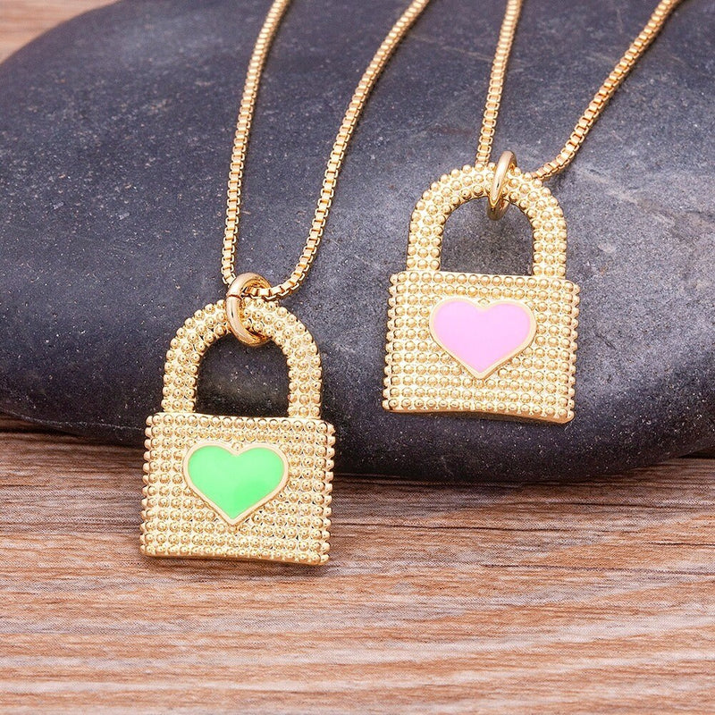 Gold Plated Lock Necklace, Gold Lock Necklace, Lock Chain Necklace, Lock Necklace Gold, Men Necklace Lock, Dainty Lock Necklace