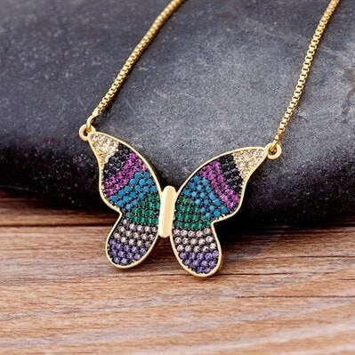 Blue Butterfly Necklace, Butterfly Necklace Gold Plated, Butterfly Earrings, Butterfly Anklet, Butterfly Pendant, Butterfly Jewelry