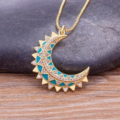 Moon Necklace, Moon Phase Necklace, Crescent Moon, Dainty Moon Necklace, Gold Color Moon Necklace, Moon Face Necklace