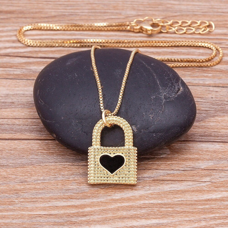 Gold Plated Lock Necklace, Gold Lock Necklace, Lock Chain Necklace, Lock Necklace Gold, Men Necklace Lock, Dainty Lock Necklace