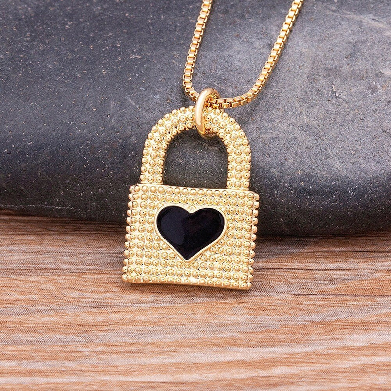 Gold Plated Lock Necklace, Gold Lock Necklace, Lock Chain Necklace, Lock Necklace Gold, Men Necklace Lock, Dainty Lock Necklace