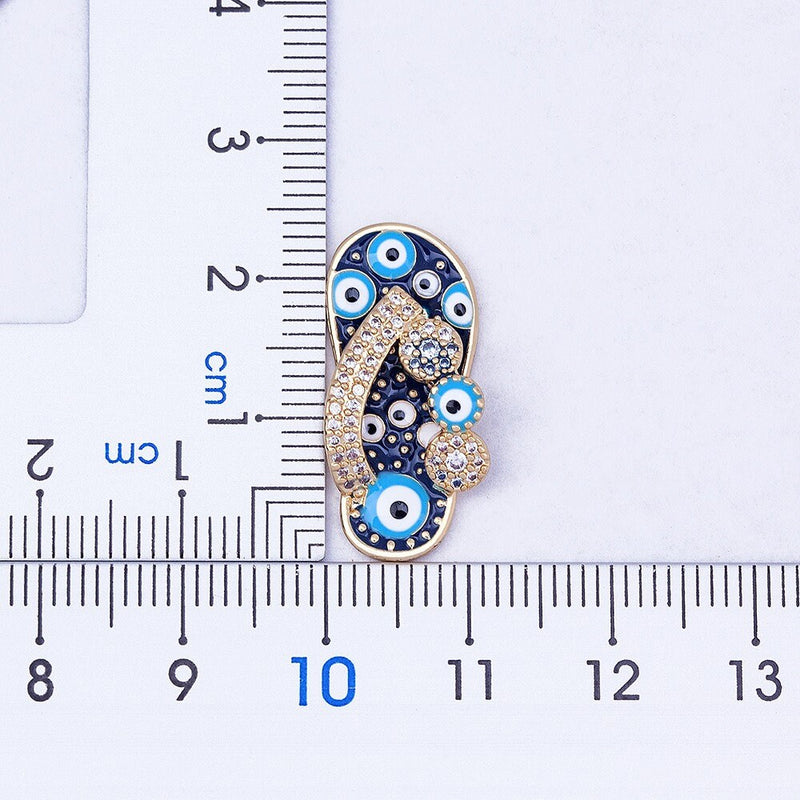 Blue Evil Eye Necklace, Enamel Slipper Necklace, Enamel Necklace, Enamel Charm Necklace, Enamel Pendant Necklace, Copper And Enamel Necklace