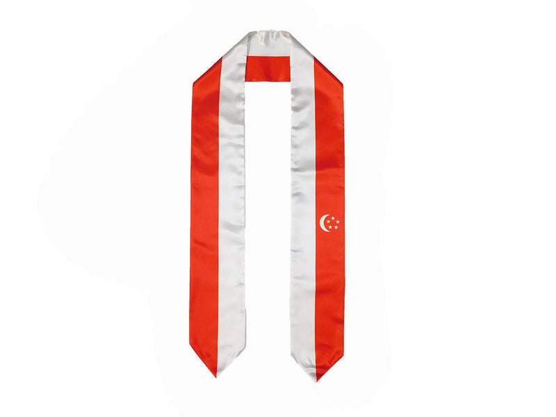Singapore Flag Graduation Stole, Singapore Flag Graduation Sash, Singapore Graduation Stole, Singapore Flag Graduation Stole
