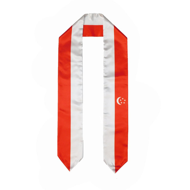 Singapore Flag Graduation Stole, Singapore Flag Graduation Sash, Singapore Graduation Stole, Singapore Flag Graduation Stole