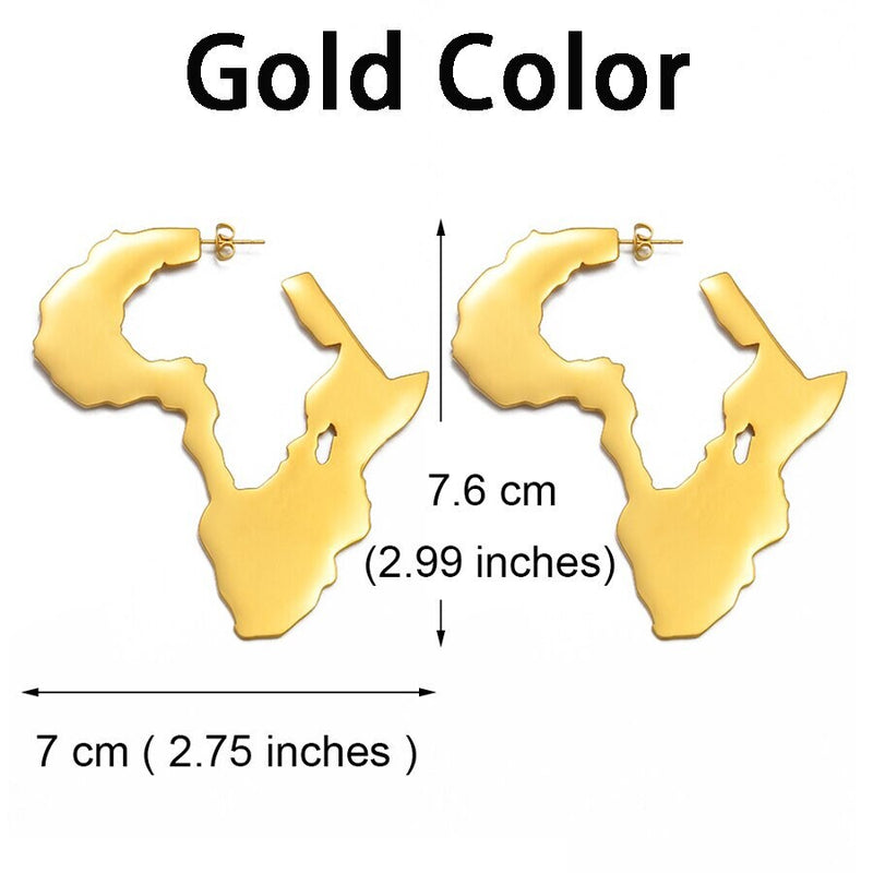 Africa 18K Gold Plated Earrings /  Africa Jewelry /  Africa Earrings /  Africa Gift / Africa Women Gift / Gift for Women / Africa Pendant