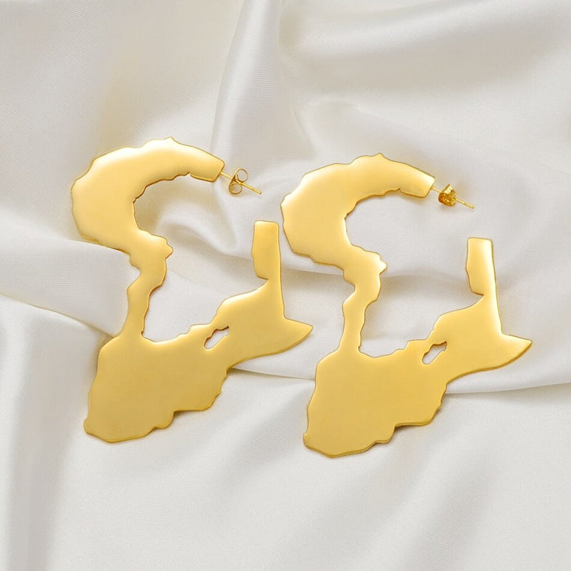 Africa 18K Gold Plated Earrings /  Africa Jewelry /  Africa Earrings /  Africa Gift / Africa Women Gift / Gift for Women / Africa Pendant
