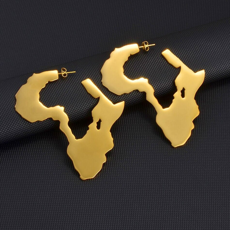 Africa 18K Gold Plated Earrings /  Africa Jewelry /  Africa Earrings /  Africa Gift / Africa Women Gift / Gift for Women / Africa Pendant