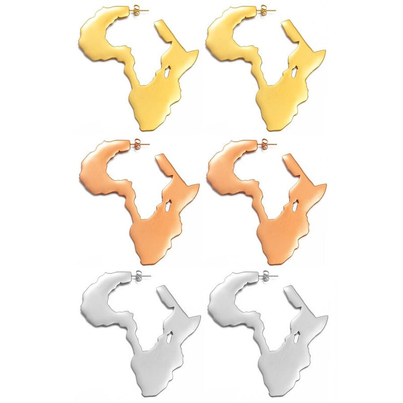 Africa 18K Gold Plated Earrings /  Africa Jewelry /  Africa Earrings /  Africa Gift / Africa Women Gift / Gift for Women / Africa Pendant