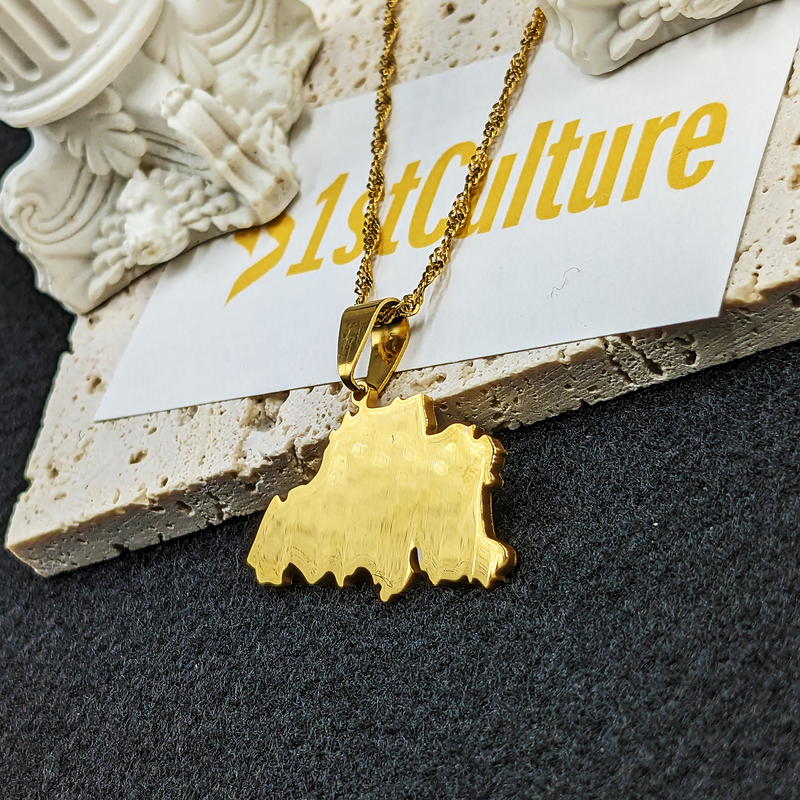 18K Gold Plated Belgium Map Necklace