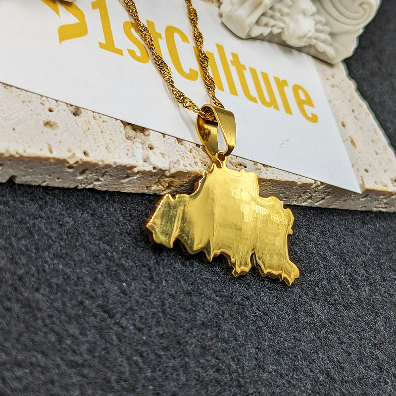 18K Gold Plated Belgium Map Necklace